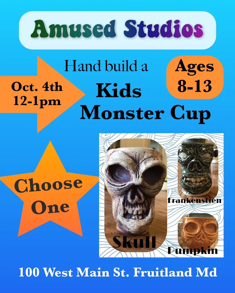 Kids Monster Cups, October 4th, 12-1pm