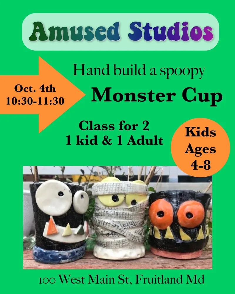 Little Kids Monster Cups, October 4th, 10:30-11:30